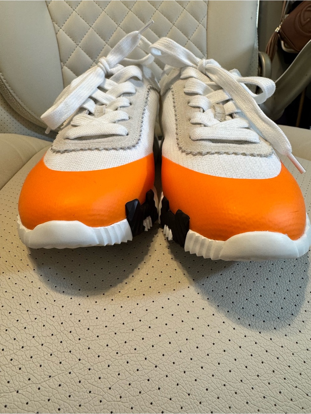 HERMÈS Paris Women’s Sneakers – White Orange Gray US 7,5 -8 - Picture 2 of 14